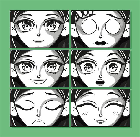 anime emotions faces 6617249 Vector Art at Vecteezy