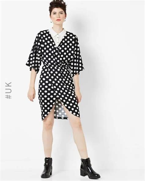 Buy Polka Dot Print Wrap Dress With Tulip Hem Online At Best Prices In India Jiomart