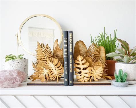 Houseplant Bookends Monstera Bird Of Paradise Book Ends Etsy