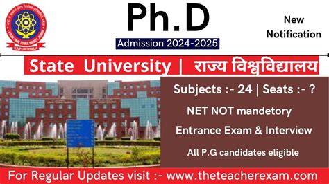 PhD Admission 2024 Without NET JRF Subject 22 PhD Admission