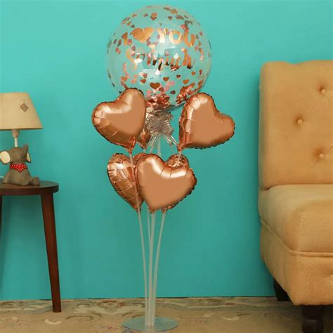 Rose Gold Love You Balloon Bouquet Balloon Decoration In Mumbai