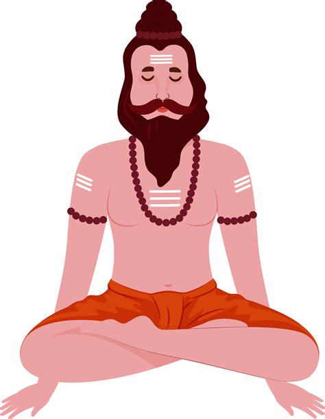 Flat Illustration Of Sadhu Doing Meditation In Floating lotus Pose ...