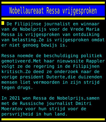 Nos Teletekst On Twitter Nobellaureaat Ressa Vrijgesproken