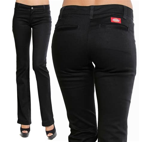 DICKIES GIRLS Womens Denim BOOTCUT Flare PANTS Stretch Work School