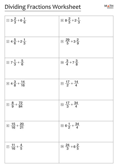 Division Of Fractions Worksheets Grade