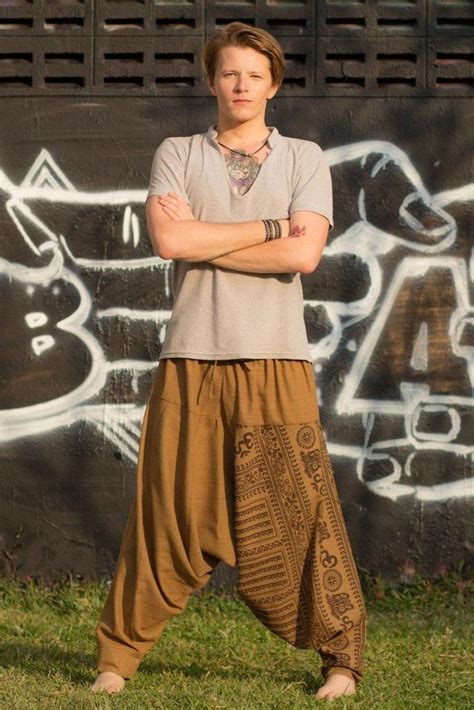 Brown Om Pants Hippie Outfits Boho Men Style Hippie Style Clothing