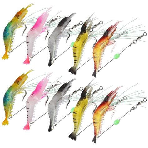 Dropship 10Pcs Shrimp Bait Set Silicone Soft Lifelike Shrimp Fishing