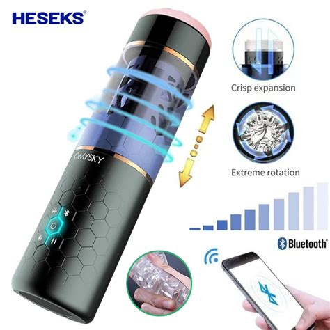 Heseks Bluetooth Control Masturbator For Man Automatic Telescopic Rotation Pocket Pussy Blowjob