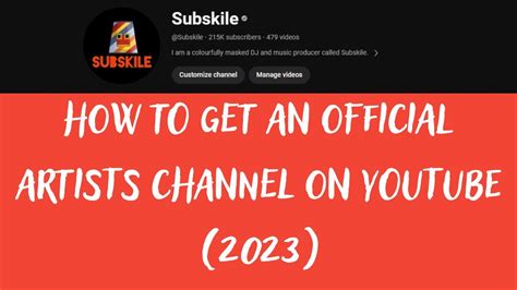 How To Get An Official Artist Channel On Youtube Youtube