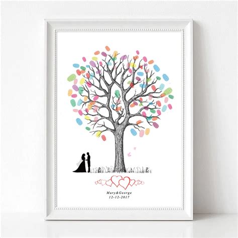 Amour Arbre Personnalis Empreinte Digitale Arbre De Mariage Livre D Or