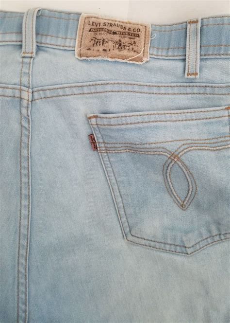 Levis Vintage Jeans Light Blue 36x30 Brown Leather T Gem