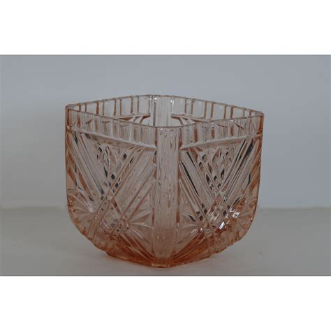 Pink Cut Glass Square Bowl Prop Hire For Film Tv And Events