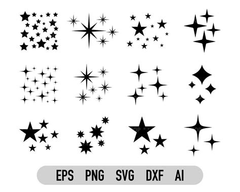 Sparkle Stars Svg Stars Png Sparkle Png Svg File For Cricut Dxf