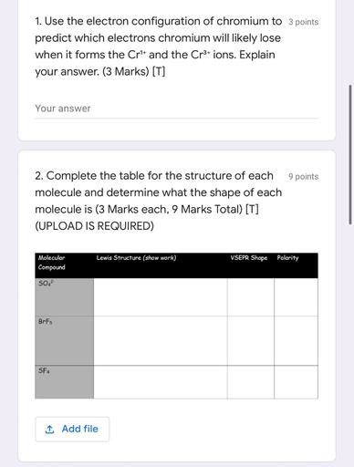 1. Use the electron configuration of chro... - Physical Chemistry