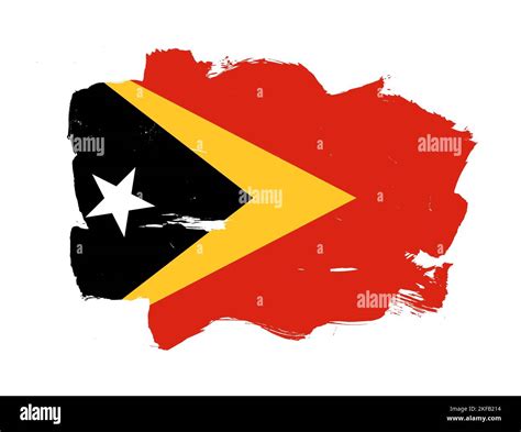 Painted Flag Of East Timor With Stroke Brush Effect On White Background