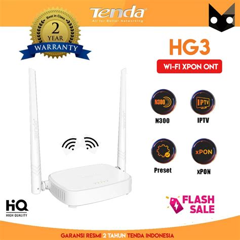 Jual Tenda HG3 Router N300 WiFi XPON ONT 300Mbps Router Wireless Fiber