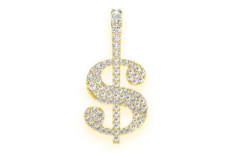 Icebox - Us Dollar Sign Diamond Pendant 14k Solid Gold 0.25ctw