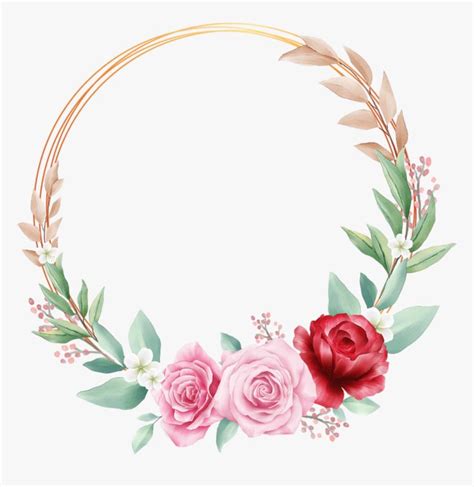 Wreath Rose Circle Geometric Glitter Gold Watercolor Hybrid