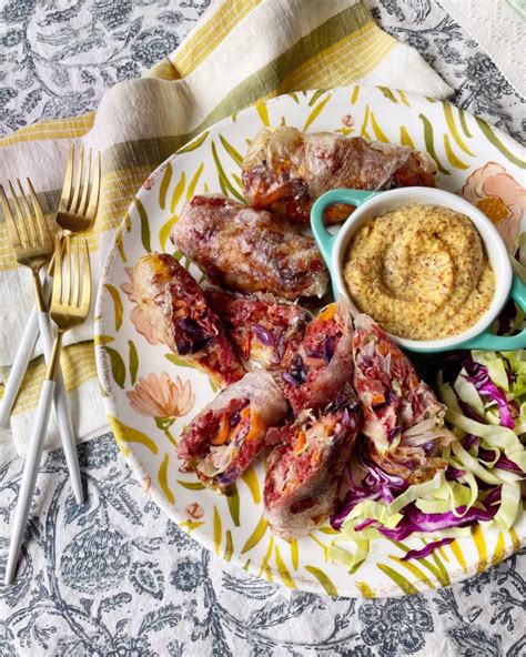 Air Fryer Corned Beef And Cabbage Spring Rolls Domestikatedlife