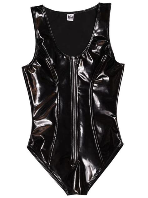 A Hot Wet Look Pvc Catsuit Pu High Cut Vest Bodysuit Tights