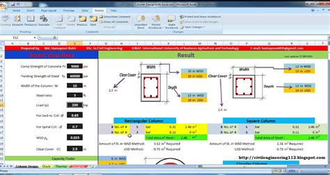 Civil Engineering Designing Spreadsheets Excel