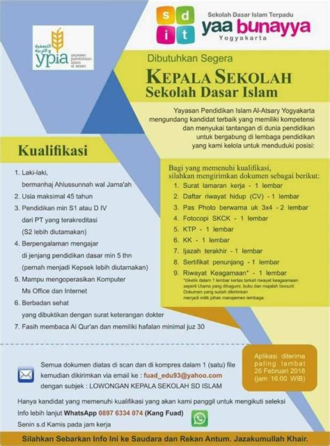 Lowongan Kepala Sekolah Homecare