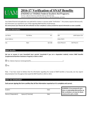 Fillable Online Uam Web2 Uamont B2016b 17 Verification Of SNAP Benefits