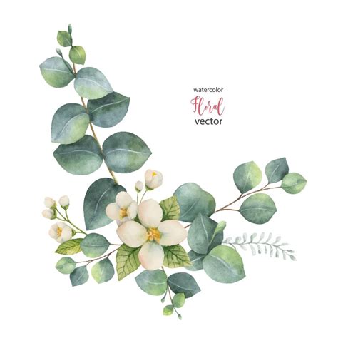 Premium Vector Watercolor Vector Wreath With Green Eucalyptus Leaves