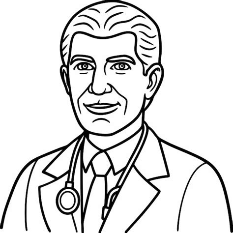 A Doctor Vector Illustration Line Art Premium Ai Generated Vector