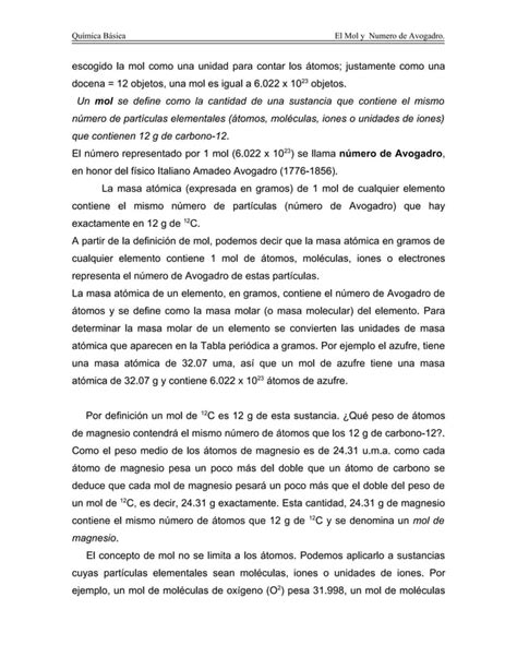 EL MOL Y EL NÚMERO DE AVOGADRO PDF