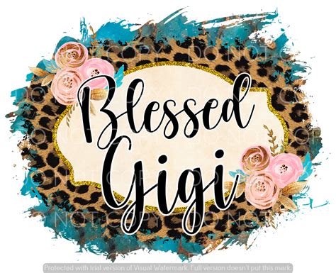 Blessed Gigi Leopard And Blue Background Htv Transfer Pretty Lil