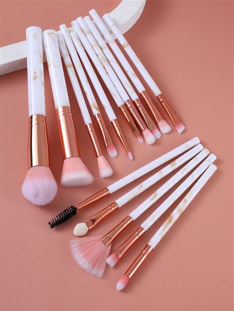 15pcs Marble Pattern Handle Makeup Brush Set Escova De Maquiagem Conjunto De Pincéis De