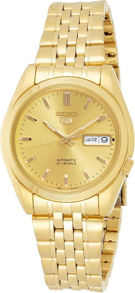 Seiko Mens 5 Japanese Automatic Gold Tone Stainless Steel Casual