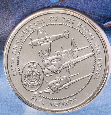 Монета гернси 5 фунтов (pounds) 1998 "80 лет Королевским ВВС ...