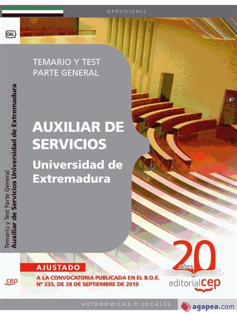 AUXILIAR DE SERVICIOS UNIVERSIDAD DE EXTREMADURA TEMARIO Y TEST PARTE