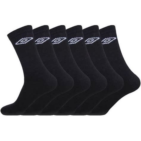 Chaussettes Hautes Homme Umbro Lot De 6 Noir Confort Uni Noir