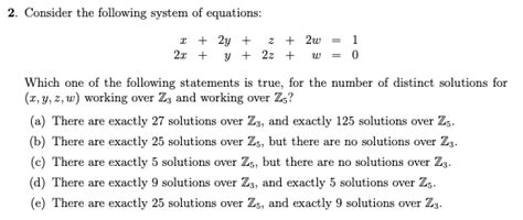 Solved 2. Consider the following system of equations: 1 + 2y | Chegg.com 