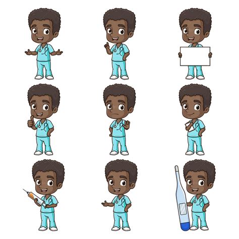 Cute Black Male Nurse Cartoon Illustration FriendlyStock Explore O