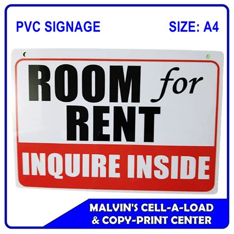 Pvc Signage Room For Rent Size A Lazada Ph