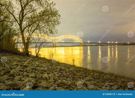 Hernando De Soto Bridge Memphis Tennessee At Night Stock Photo