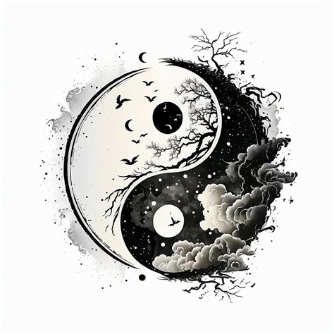 Yin Yang Tattoo Design White Background PNG File Download High ...