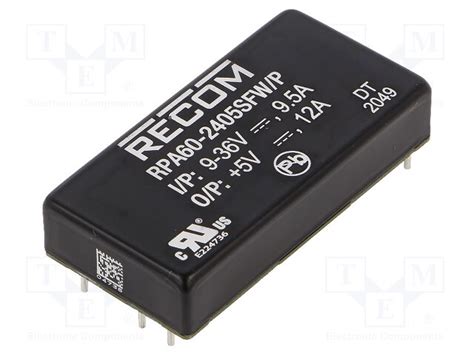 RPA60-2405SFW/P RECOM - Měnič: DC/DC | 60W; Uvst: 9÷36V; Uvýst: 5VDC ...