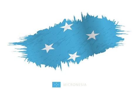 Premium Vector Painted Brushstroke Flag Of Micronesia With Waving Effect