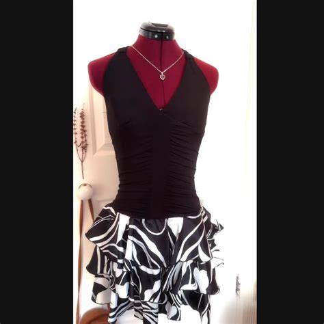 y2k vintage black and white pattern dress goth... - Depop