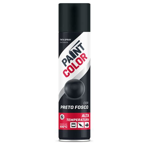 Tinta Spray Alta Temperatura Preto Fosco Paintcolor