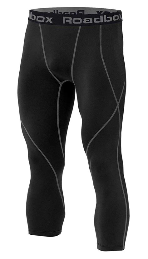 Mens Compression Pants 3 4 Capri Shorts Baselayer Cool Dry Sports