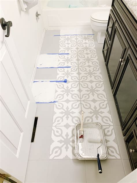 How To Paint Tile Floors Arinsolangeathome Painted Bathroom Floors