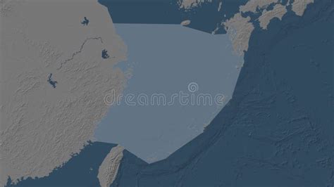 Eastern China Sea Highlighted. Steel Blue Map Stock Illustration ...