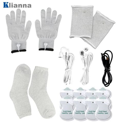 Tens Ems Genouill Res En Fiber D Argent Conductrice Gants