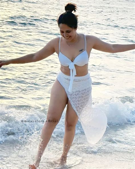 Anasuya Bharadwaj Hot White Bikini Beach Photos